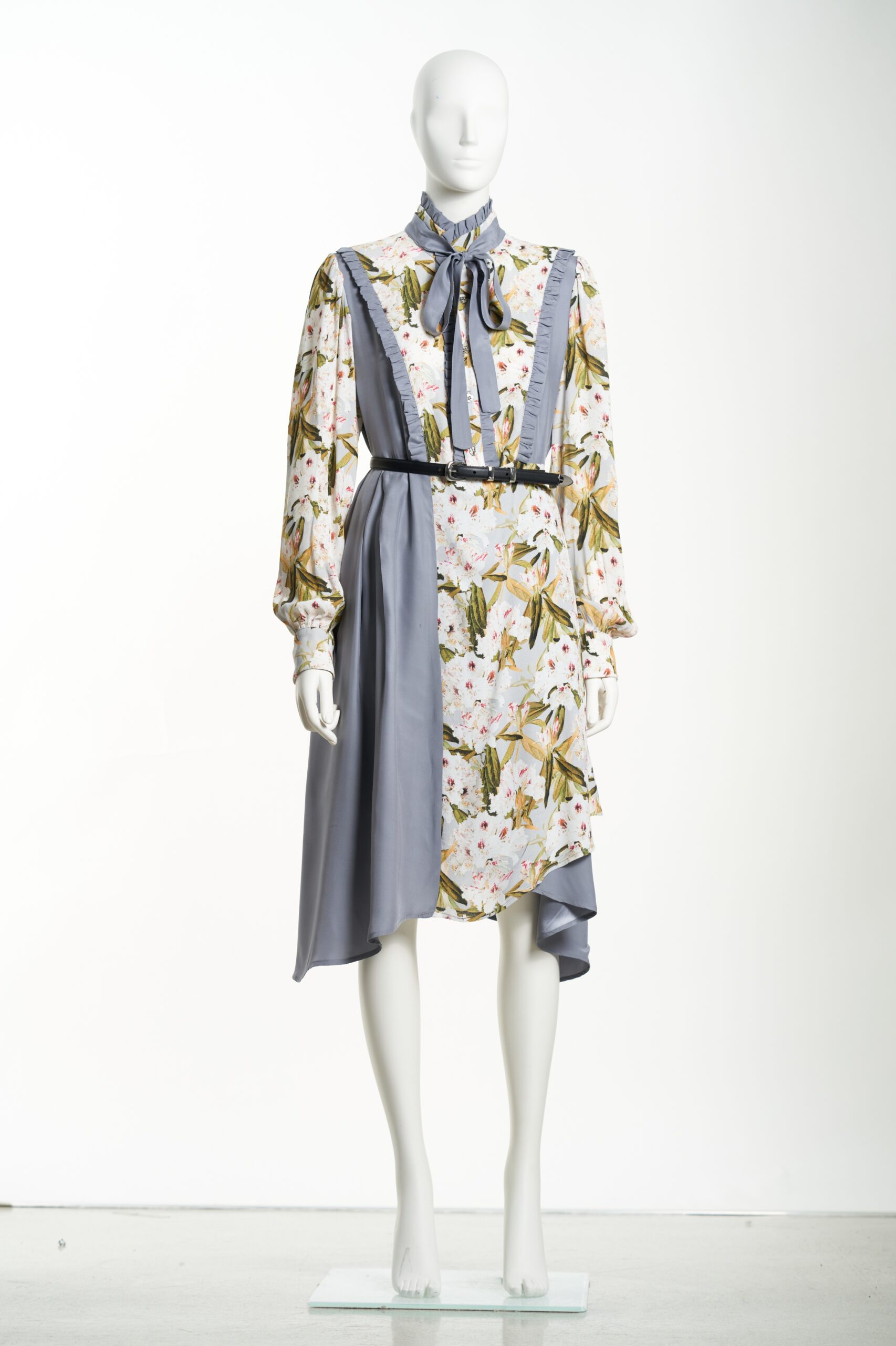 Printed Silk Construct with Contrast Silk Dress