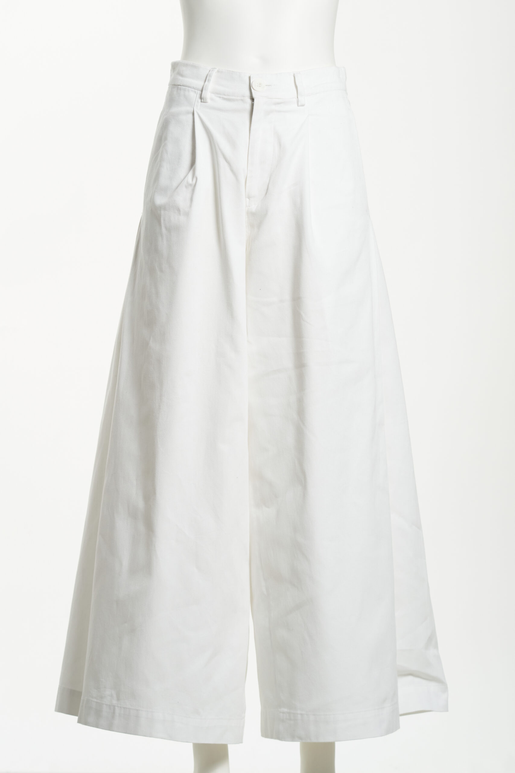 Wide-Pleated Wide-Leg White Pant