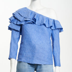 Ruffle shoulder top in blue fr Selling style 4